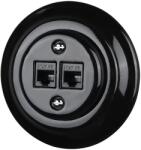 Bohemia-Design - Porcelán retro Ethernet aljzat kerettel 2× CAT5e fekete 12359387 (BF0053)