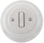 Bohemia-Design - Porcelán retro egygombos csengőkapcsoló kerettel, fehér 12357551 (BF0006)