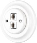 Bohemia-Design - Porcelán retro Ethernet-aljzat kerettel, 2x CAT. 5E, fehér 12359386 (BF0021)