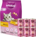Whiskas WHISKAS Száraz macskatáp 1+ csirkével 14kg + WILD FARM Pate csirkével 6x400g
