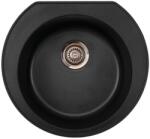Metalac Omega Metalac Xgranit Gránit Mosogatótálca - Extra mély, Egymedencés, Kerek, Szemcsés Fekete (177009) - watermarkt