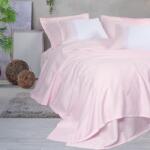Cottonbox® Cuvertura cu cearceaf pat si fete perna, din bambus si bumbac cu broderie, Spruce Roz Pudra