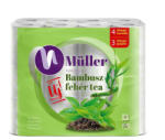 Müller Toalettpapír 4 rétegű kistekercses 100% cellulóz 100 lap/tekercs 24 tekercs/csomag Bambusz Müller Fehér Tea - vegyesbolt