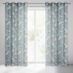 Takoy Öko stílusú függöny LUNA etaminból magnólia motívummal, félig átlátszó