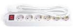 Compatibil Prelungitor 6 Prize cu Intrerupator, Model Alb, Lungime 3m - Cablu Prelungire 3x1.5mm 2 (PR6P3M)