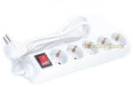 Compatibil Prelungitor 5 Prize cu Intrerupator, Model Alb, Lungime 1.5m - Cablu Prelungire 3x1.5mm 2 (PR5P15)