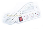 Compatibil Prelungitor 10 Prize cu Intrerupator, Model Alb, Lungime 2m - Cablu Prelungire 3x1.5mm 2 (PR102M)