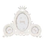 Clayre & Eef Fém képkeret 3 fotós, korona díszítésű, fehér