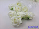  Rózsa szép nyílott selyemvirág fej rózsafej 7 cm - Krém