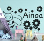 Stickify Egyedi neves méhecskés virágos falmatrica