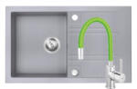 FERRO Set Chiuveta Ferro Mezzo II 1 Cuva si Picurator 780x480 mm, gri si Baterie Ferro Zumba - baterie stativa bucatarie cu pipa flexibila, verde (DRGM48/78GA+BZA4G)