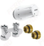FERRO Polonia Set robinet radiator termostatic dublu drept 3/4 + cap termostatat GT11 alim. din pardoseala (ZTV07)