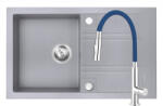 FERRO Set Chiuveta Ferro Mezzo II 1 Cuva si Picurator 780x480 mm, gri si Baterie Ferro Zumba Slim 2F - baterie stativa bucatarie cu pipa flexibila, albastru (DRGM48/78GA+BZA43L)