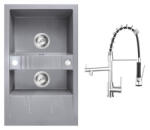 FERRO Set Chiuveta Ferro Mezzo II 2 Cuve si Picurator 780x480 mm, gri si Baterie Ferro Freya3 Stativa Bucatarie culoare gri, cartus ceramic (DRGM3/48/79GA+BFE41)