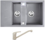 FERRO Set Chiuveta Ferro Mezzo II 2 Cuve si Picurator 780x480 mm, gri si Baterie Ferro Freya - baterie stativa bucatarie (DRGM3/48/79GA+BFR4S)
