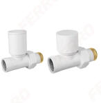 FERRO Polonia Set robineti radiator tur/retur drepti 1/2", alb (ZGB30WH)