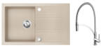 FERRO Set Chiuveta Ferro Mezzo II 1 Cuva si Picurator 780x480 mm, nisip si Baterie Ferro Maestro - baterie stativa bucatarie cu pipa extractibila (DRGM48/78SA+BMS4)