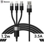 Baseus Cablu Incarcare Baseus USB-A - Lightning / microUSB / USB-C StarSpeed 18W 1.2m Negru