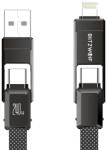 BlitzWolf BW-HDC7 4 az 1-ben USB-C+USB+Lightning kábel, 240W, 1.2m (fekete) (BW-HDC7) - scom