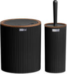  Kerek fürdőszobai szemetes + WC kefe szett Fekete