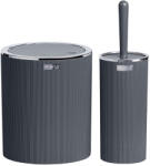  Kerek fürdőszobai szemetes + WC kefe szett Antracit