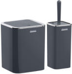  Szögletes fürdőszobai szemetes + WC kefe szett Antracit