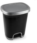 Plastic Forte Color szemetes, fekete-ezüst, betét nélkül pedállal, 27 l (135300183)