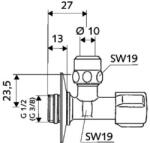 Schell COMFORT 1/2˝-3/8˝ krómozott mini sarokszelep