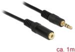 Delock Cablu de extensie jack stereo 3, 5 mm 3 pini masculin la feminin 1 m negru