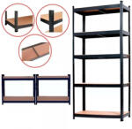 Leziter Nagy teherbírású polc 150x70x30 cm 150 kg fekete (LNP15030B) - homelux