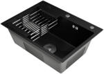  Acél mosogatótálca Nero Italia 60 x 45 cm + szárítókosár + szifon (fekete)