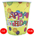Mezőfi Team Kft Papír pohár 10 db/cs - Happy Birthday sárga-lufis