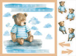 Takoy Microfiber/Pamut hatású utánzat PANEL 160x120 mérföldkő takaró - mackó a felhőkben