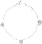 Argento-ekszer Ezüst bokalánc - négylevelű lóhere, szív, karika, hossza 22 - 26 cm (91769)