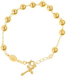 Argento-ekszer Aranyozott ezüst karkötő rózsafüzér - 1 tized, kereszt Jézussal, Csodás érem, hossza 21 - 24 cm (91844)