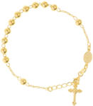Argento-ekszer Aranyozott ezüst karkötő rózsafüzér - 1 tized, kereszt Jézussal, Csodás érem, hossza 20 - 23 cm (91838)