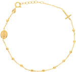 Argento-ekszer Arany karkötő rózsafüzér - 1 tized, kereszt, Csodás érem, Rolo minta, hossza 18 - 20 cm (9A003)