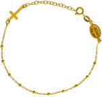 Argento-ekszer Aranyozott ezüst karkötő rózsafüzér - 1 tized, kereszt, Csodás érem, hossza 19 - 22 cm (91721)