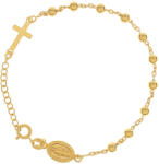 Argento-ekszer Aranyozott ezüst karkötő rózsafüzér - 1 tized, kereszt, Csodás érem, hossza 17 - 20 cm (91817)