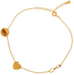 Argento-ekszer Aranyozott ezüst bokalánc - szív, karika, végtelen, hossza 22 - 26 cm (91467)