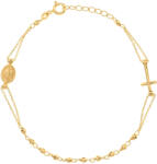 Argento-ekszer Arany karkötő rózsafüzér - 1 tized, Csodás érem, hossza 17 - 19 cm (9A036)