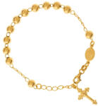 Argento-ekszer Aranyozott ezüst karkötő rózsafüzér - 1 tized, kereszt Jézussal, Csodás érem, hossza 17 - 20 cm (92055)