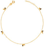 Argento-ekszer Arany bokalánc - golyók, fekete cirkóniák, hossza 22 - 24 cm (9A032)