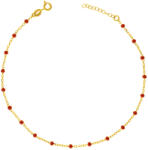 Argento-ekszer Arany bokalánc - golyók, piros műanyag, hossza 23 - 25 cm (9A033)