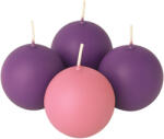 Valex Decor Adventi gömb gyertya készlet 8cm - Matt 3 lila, 1 rózsaszín (MTS-30)