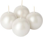 Valex Decor Adventi gömb gyertya készlet 8cm - Metál gyöngyház fehér (MTM-01)