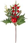 Valex Decor Piros bogyós dekor pick levelekkel és fenyőágakkal, 21 cm magas (PE042-01)