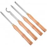 OMS Set 4 dalti pentru strunguri lemn, Otel HSS, maner lemn, carbura cu forma de diamant Dalta