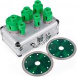 VivaTechnix Set 6 carote diamantate si 2 discuri, pentru gresie, granit, marmura, Vevor M14, diametre 20/25/40/45/50/68 mm