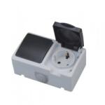 Horozk Electrik Corp intrerupator simplu cu priza PT, Atom, pentru exterior, IP54, Schuko